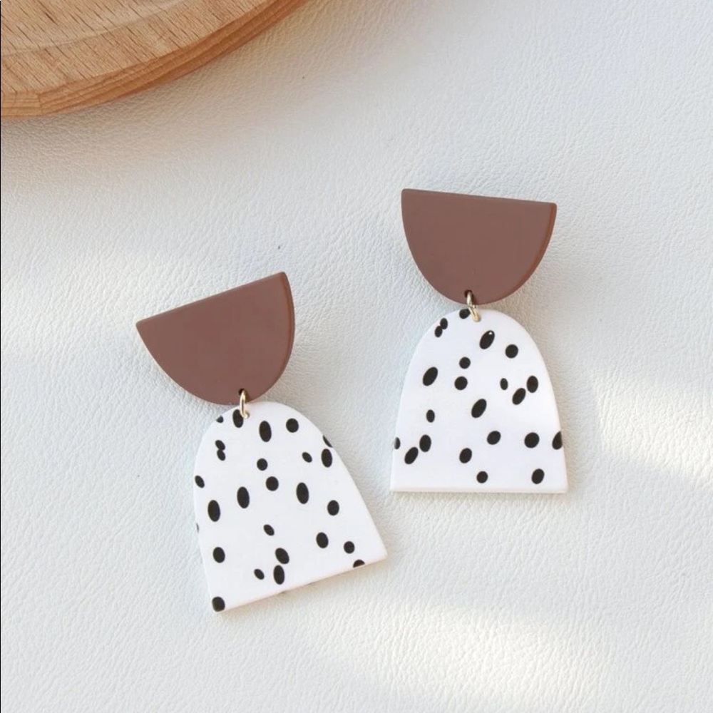 Color Block Geo Drop Polka Dot Earrings
